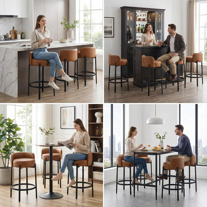 Lukealon Mid Century Linen Counter Stools Set of 4