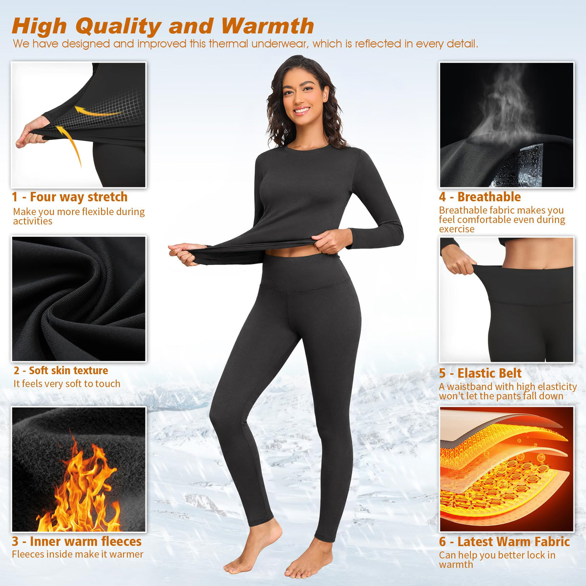 Thermal Underwear for Women Thermal Set Fleece Lined Leggings Long Johns