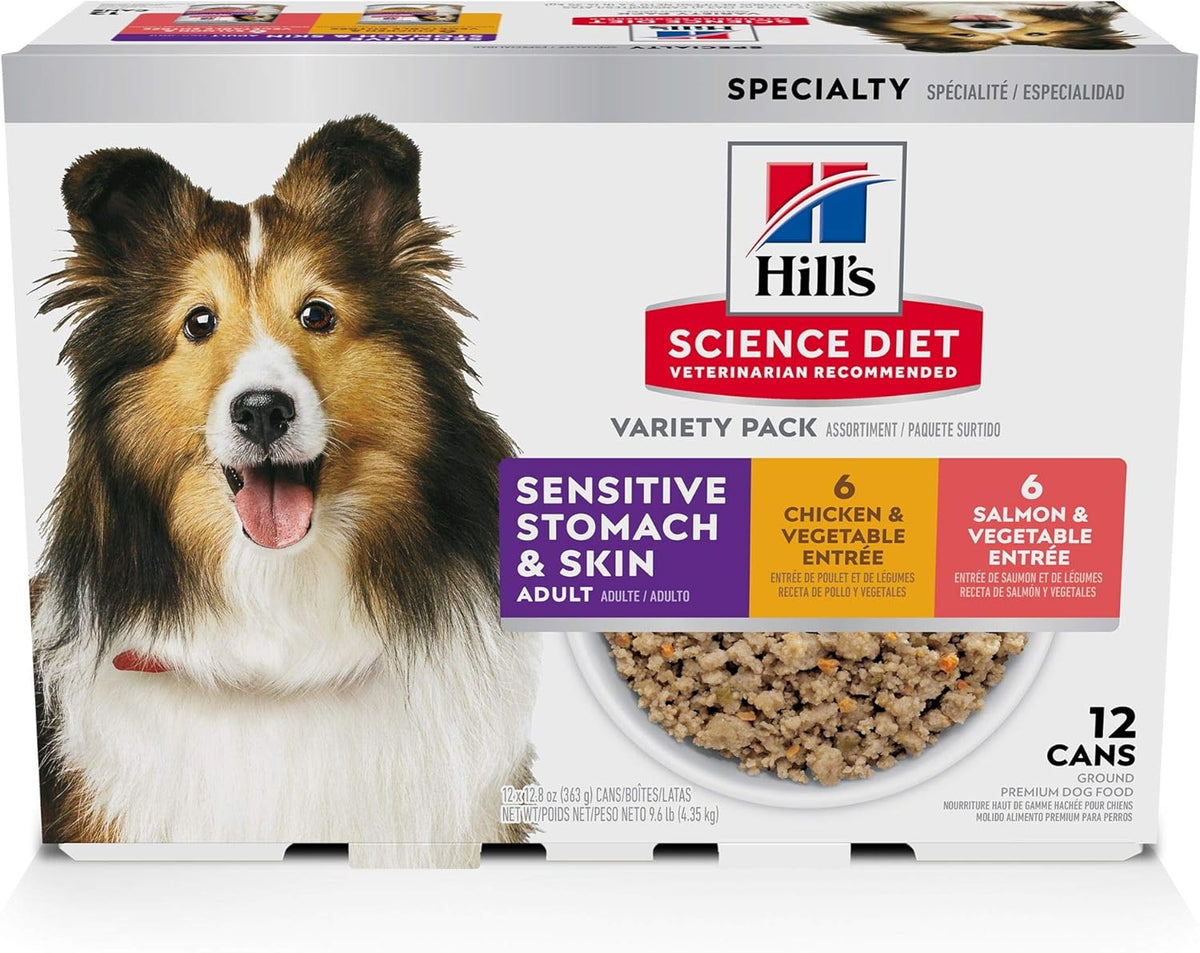 Hill's Science Diet Adult Sensitive Stomach & Skin Wet Dog Food, Turkey & Rice, 12.5 Oz. Cans, 12-Pack