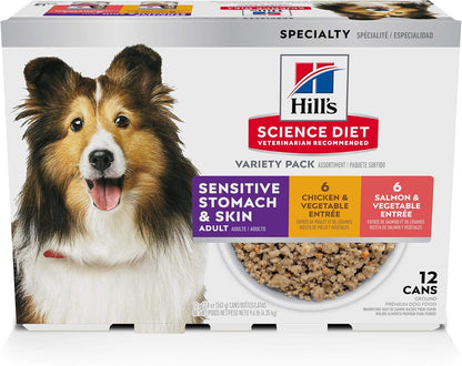 Hill's Science Diet Adult Sensitive Stomach & Skin Wet Dog Food, Turkey & Rice, 12.5 Oz. Cans, 12-Pack