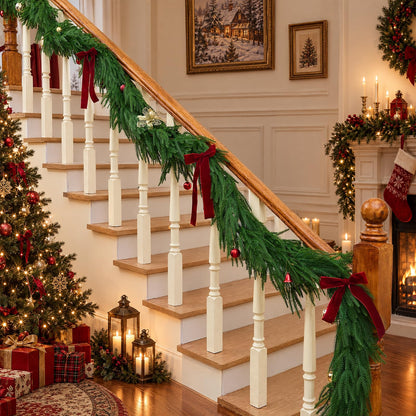 CLEANGOR 2Pcs 9FT Norfolk Pine Garlands for Christmas Decorations Indoor