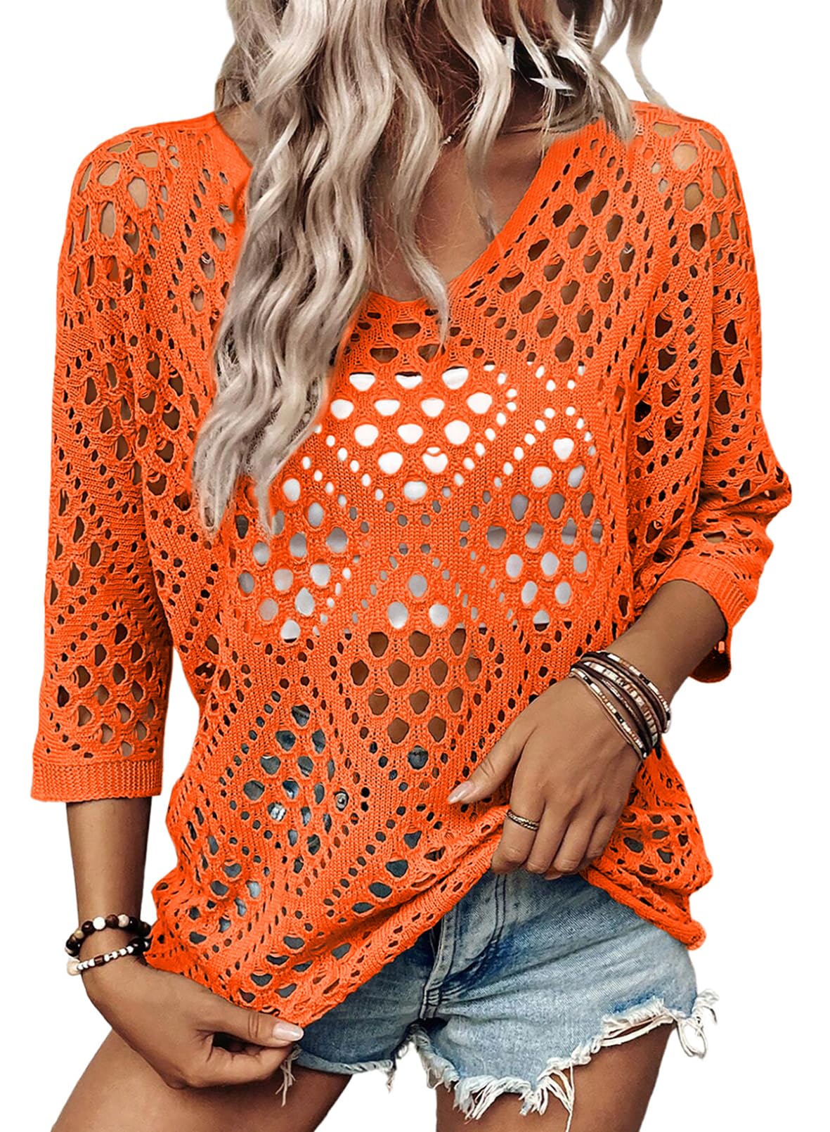 SHEWIN - Hollow Out Beach Crochet Top