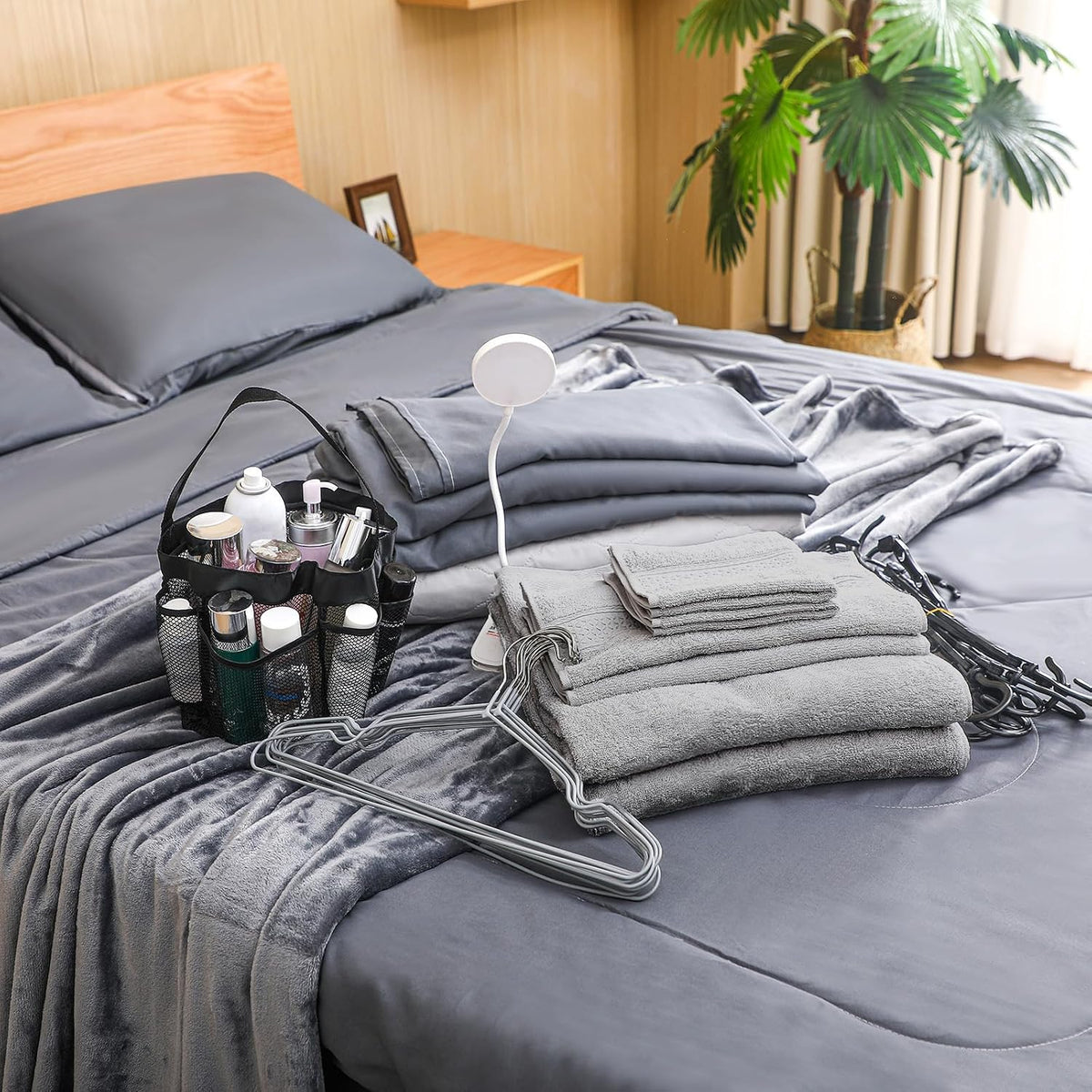 42 Pcs College Dorm Essentials Set Twin XL Bedding Bundle Bedding Bathroom and Storage Supplies