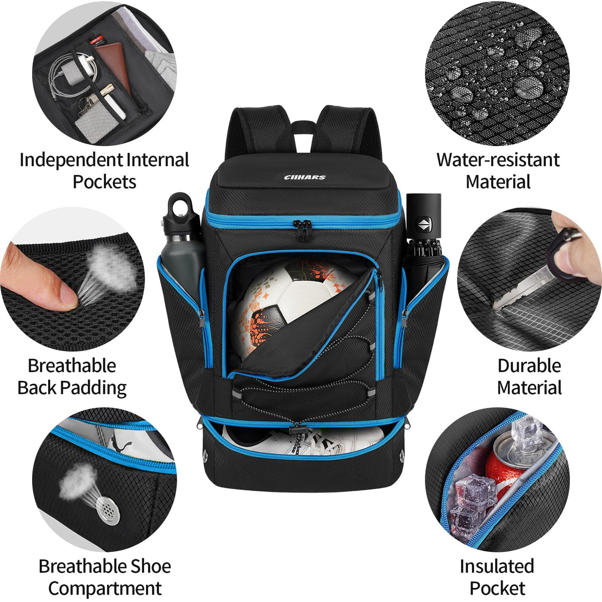 Soccer Backpack,Soccer Bag with Ball Holder and Shoe Compartment