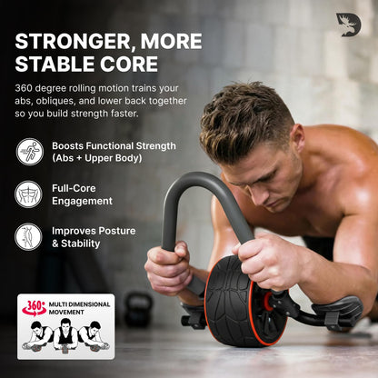 Dmoose Fitness Ab Roller Wheel with Elbow Support & 2 Knee Pads