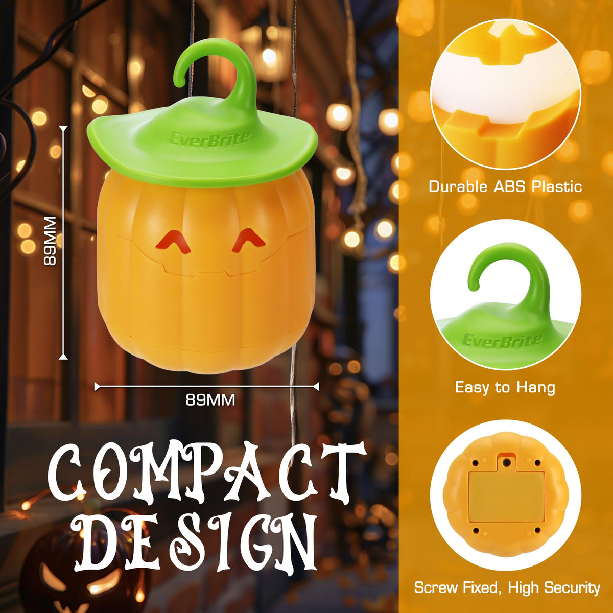 Everbrite 6-Pack Halloween Pumpkin Lantern, Collapsible Jack O Lantern Pumpkins with Lanyard, Halloween Party Favors, Light Up Pumpkin Outdoor for Halloween Party Decoration, Battery Included