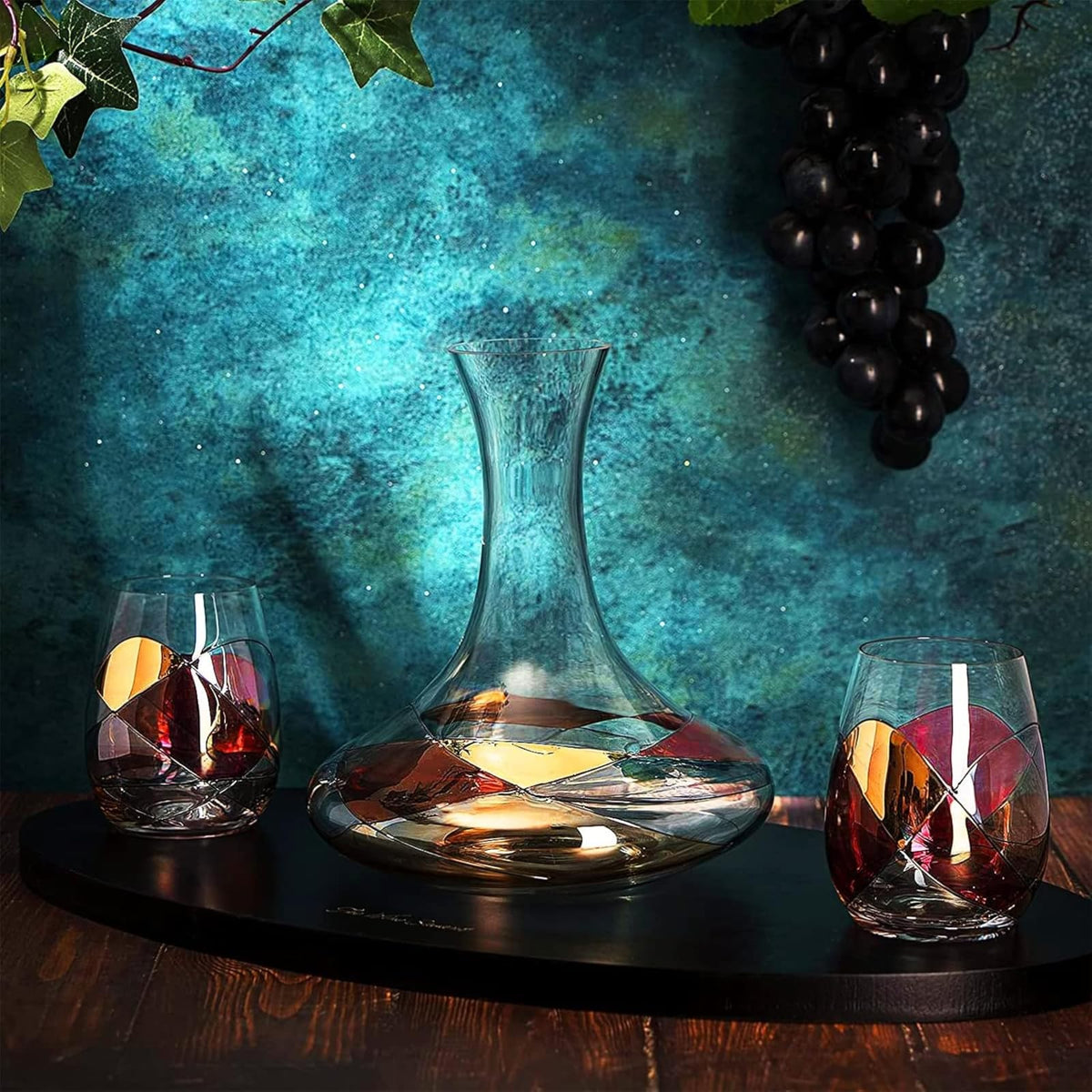 Artisanal Hand Painted Stemless Wine Glasses