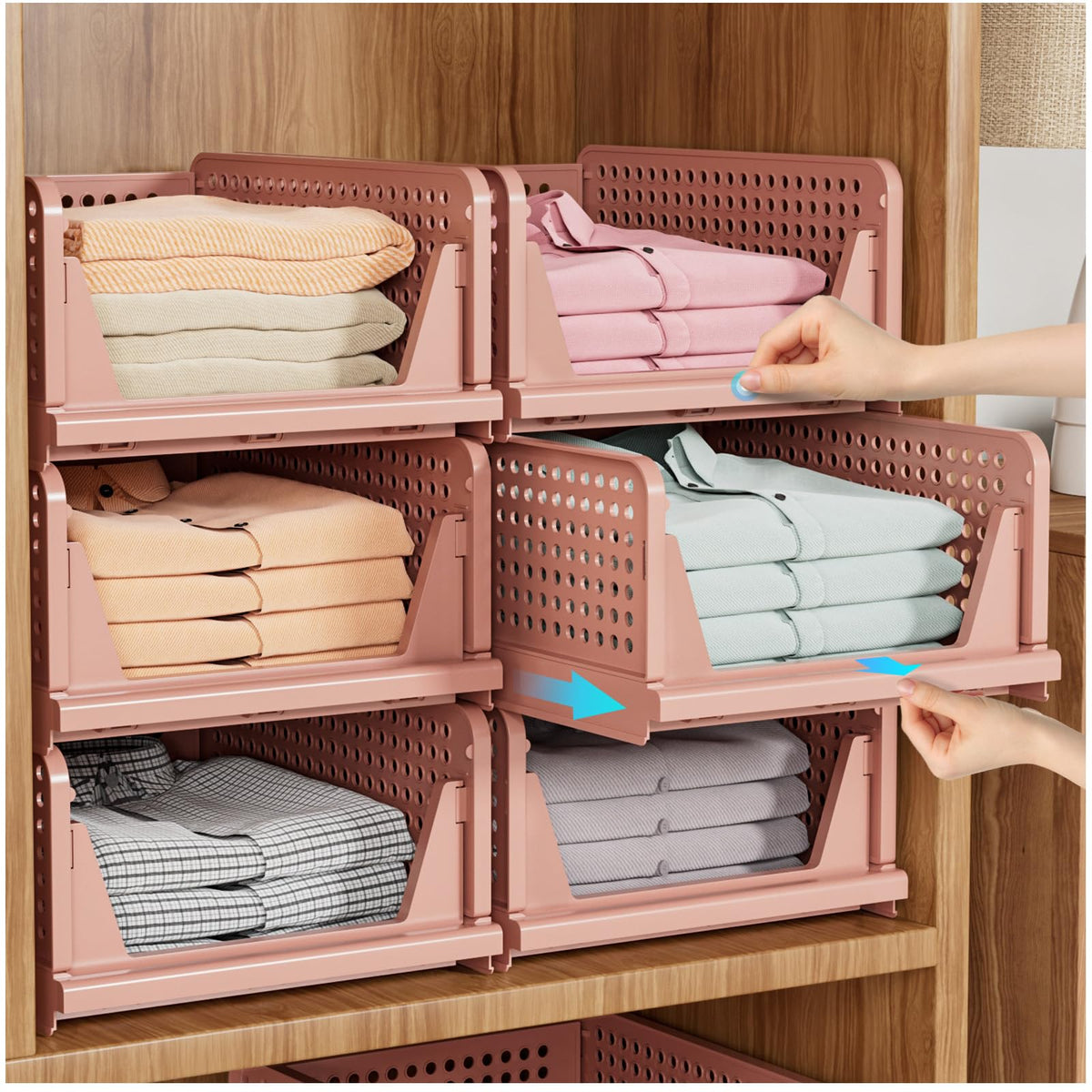 Snslxh 5 Pack Stackable Closet Storage Basket