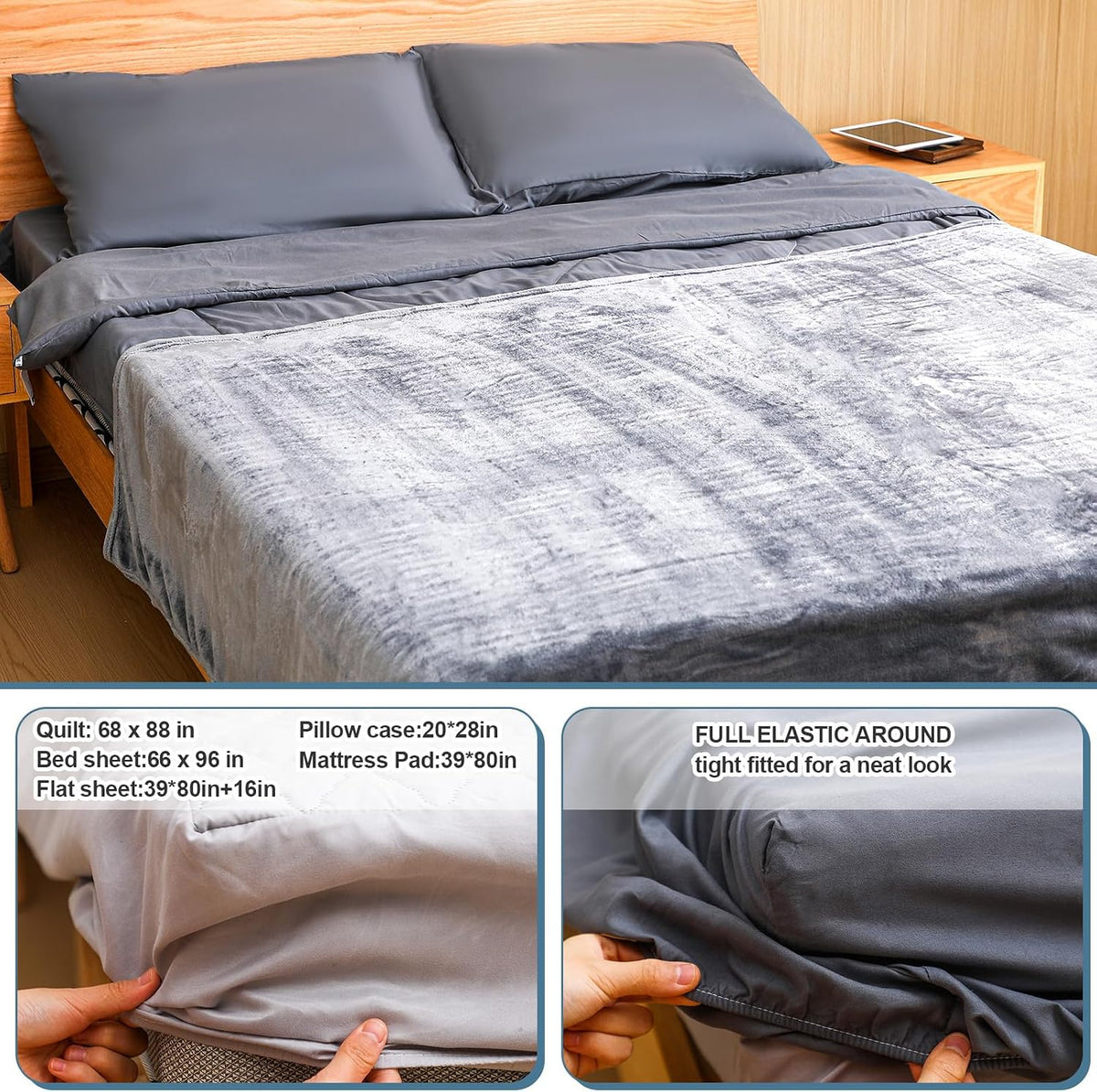 42 Pcs College Dorm Essentials Set Twin XL Bedding Bundle Bedding Bathroom and Storage Supplies