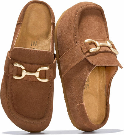 Project Cloud 100% Genuine Leather Moccasin Clogs for Women Fall Shoes