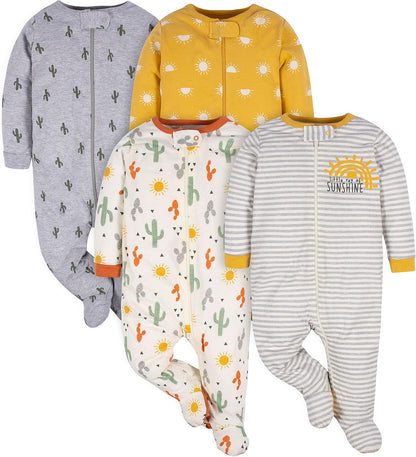 Gerber Baby Girls 4-Pack Sleep 'N Play Footie