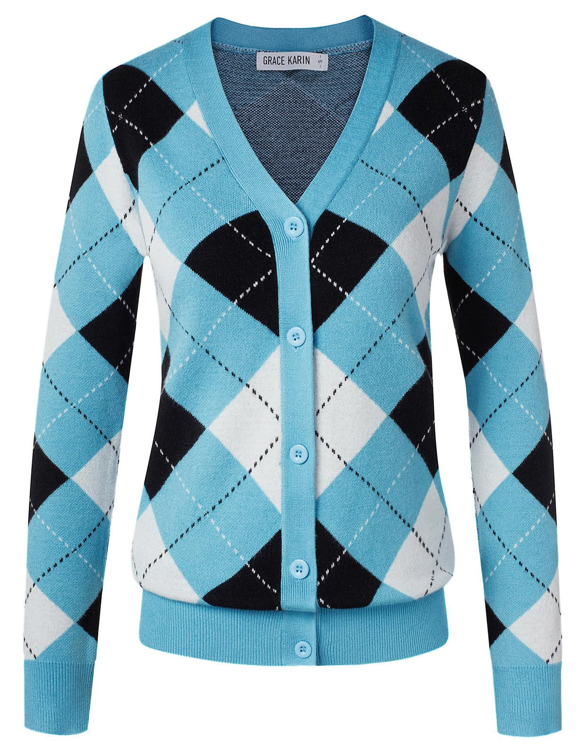 GRACE KARIN Cardigan Sweaters for Women - Argyle Sweater