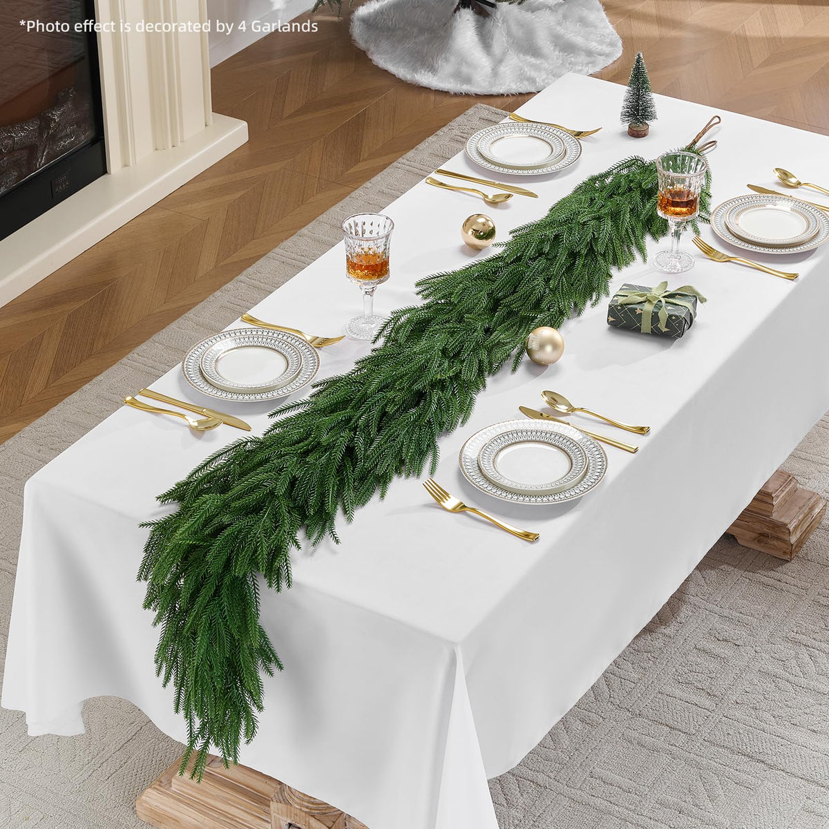 CLEANGOR 2Pcs 9FT Norfolk Pine Garlands for Christmas Decorations Indoor
