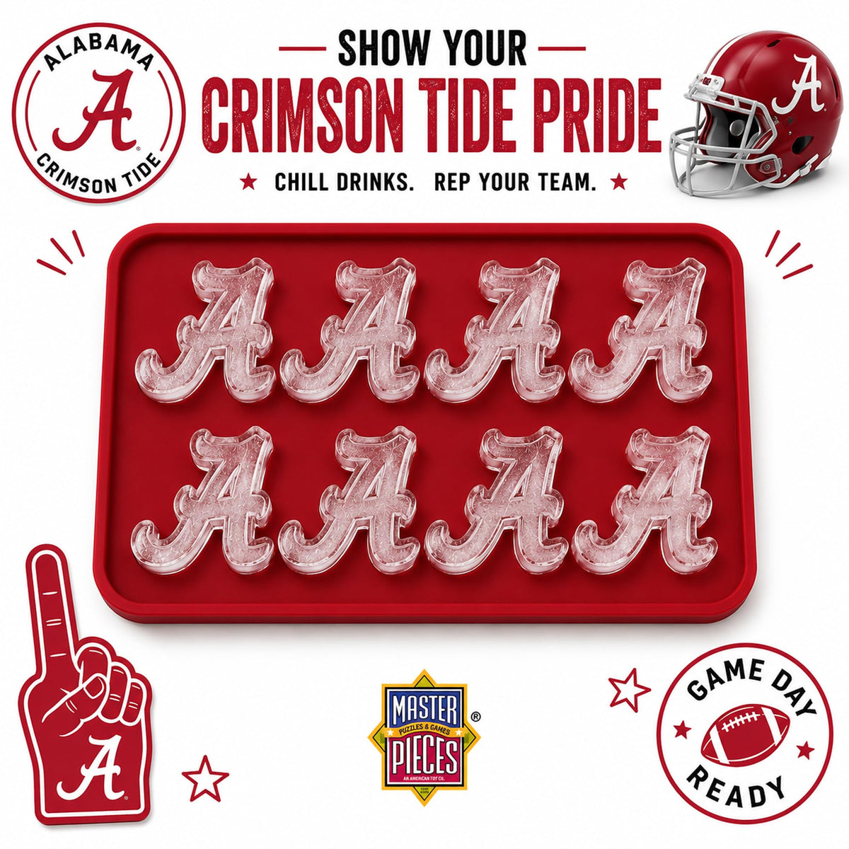 Masterpieces Fanpans Ncaa Alabama Crimson Tide Silicone Ice Cube Tray Set - Fun Alabama Merchandise, Dishwasher Safe