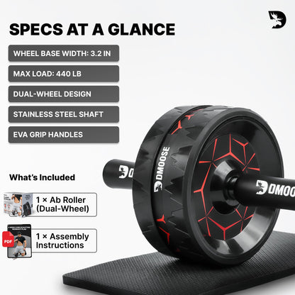Dmoose Fitness Ab Roller Wheel with Elbow Support & 2 Knee Pads