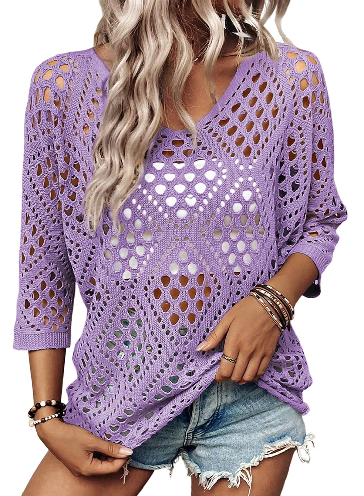 SHEWIN - Hollow Out Beach Crochet Top