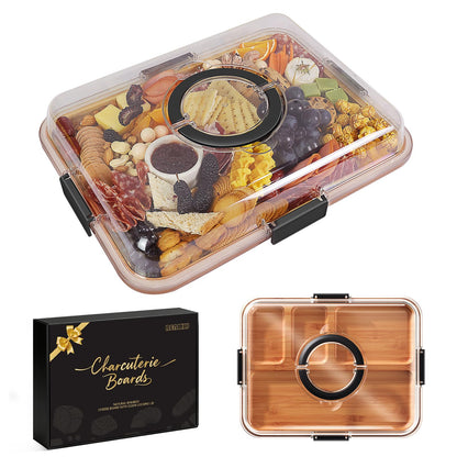 Renmxj Portable Charcuterie Boards with Lid, Cheese, Veggie & Snack Tray