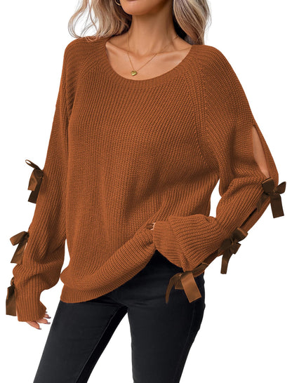 ZAFUL Women's Bow Chunky Knit Sweater