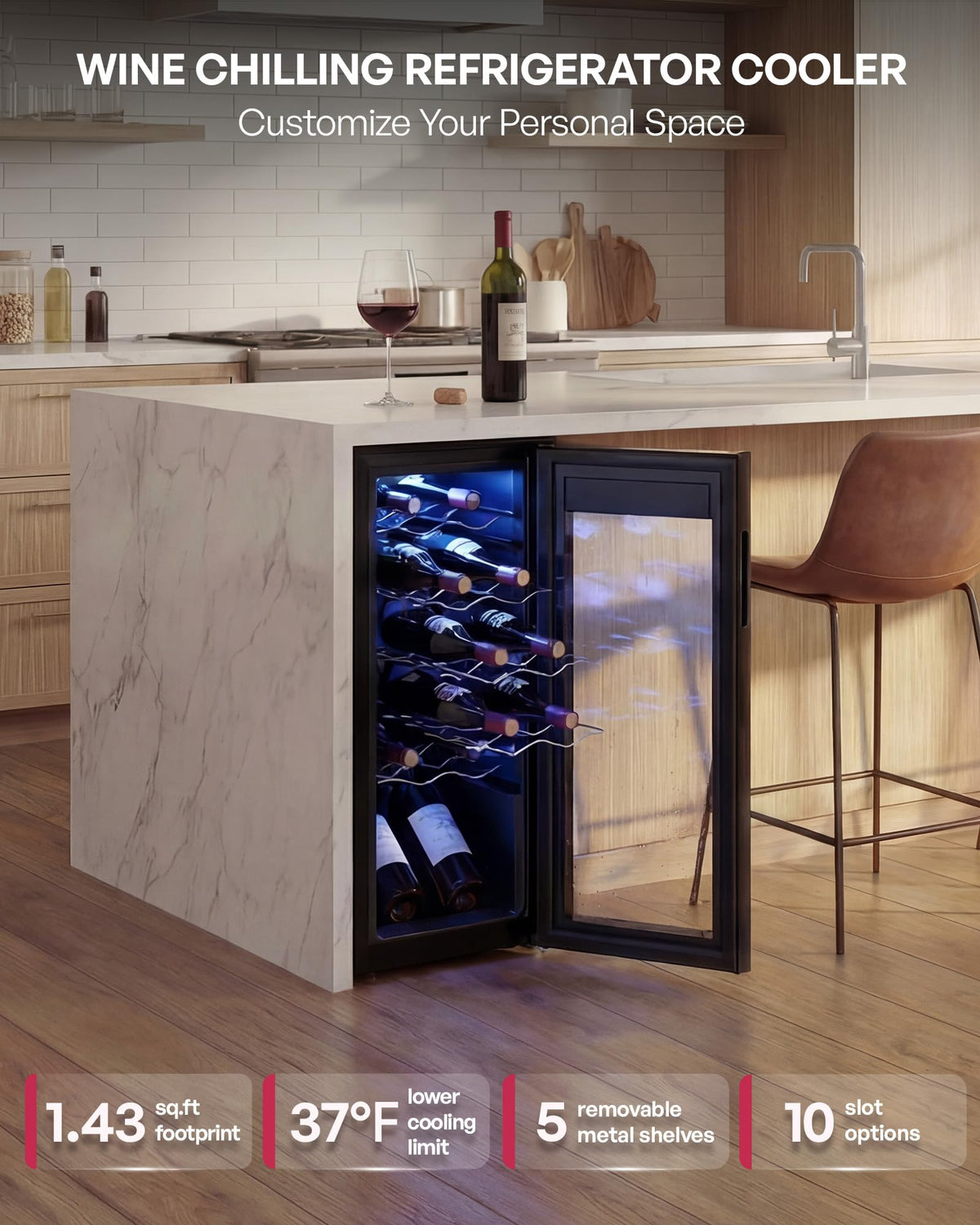 Icyglee 25 Bottle Compressor Wine Cooler Refrigerator