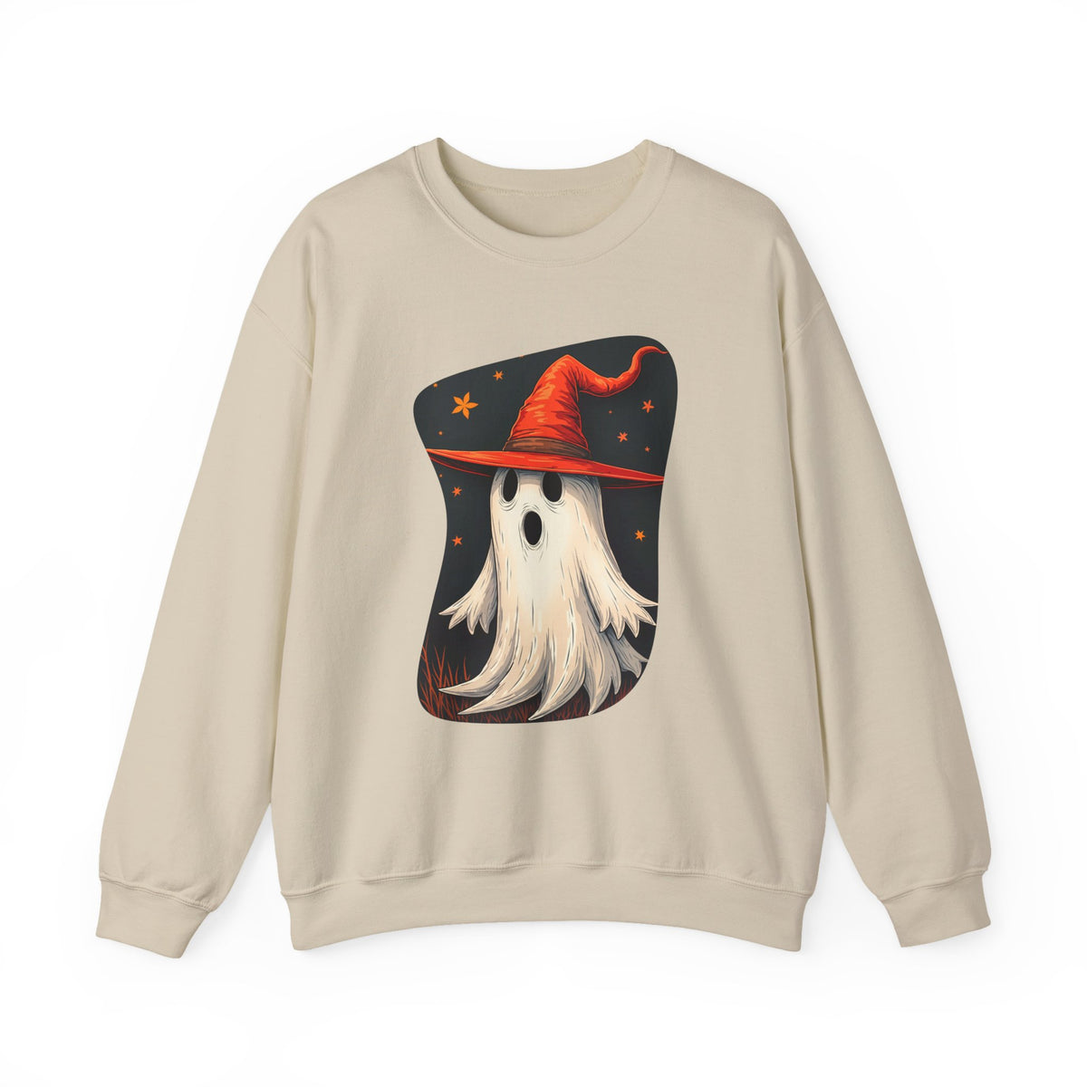 Spooky Ghost Witch Hat Halloween Crewneck Sweatshirt