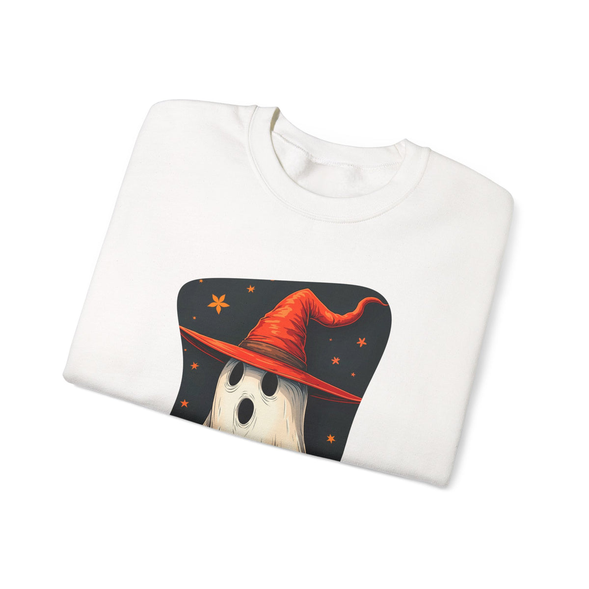 Spooky Ghost Witch Hat Halloween Crewneck Sweatshirt
