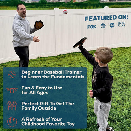 Toss and Catch Ball Game Set - Easy to Use Sticky Balls & Beginner Baseball Training Glove - Premium Toy Paddle Fits All Hand Sizes From Toddlers to Teens & Adults - Fun Gift Idea for Boys and Girls