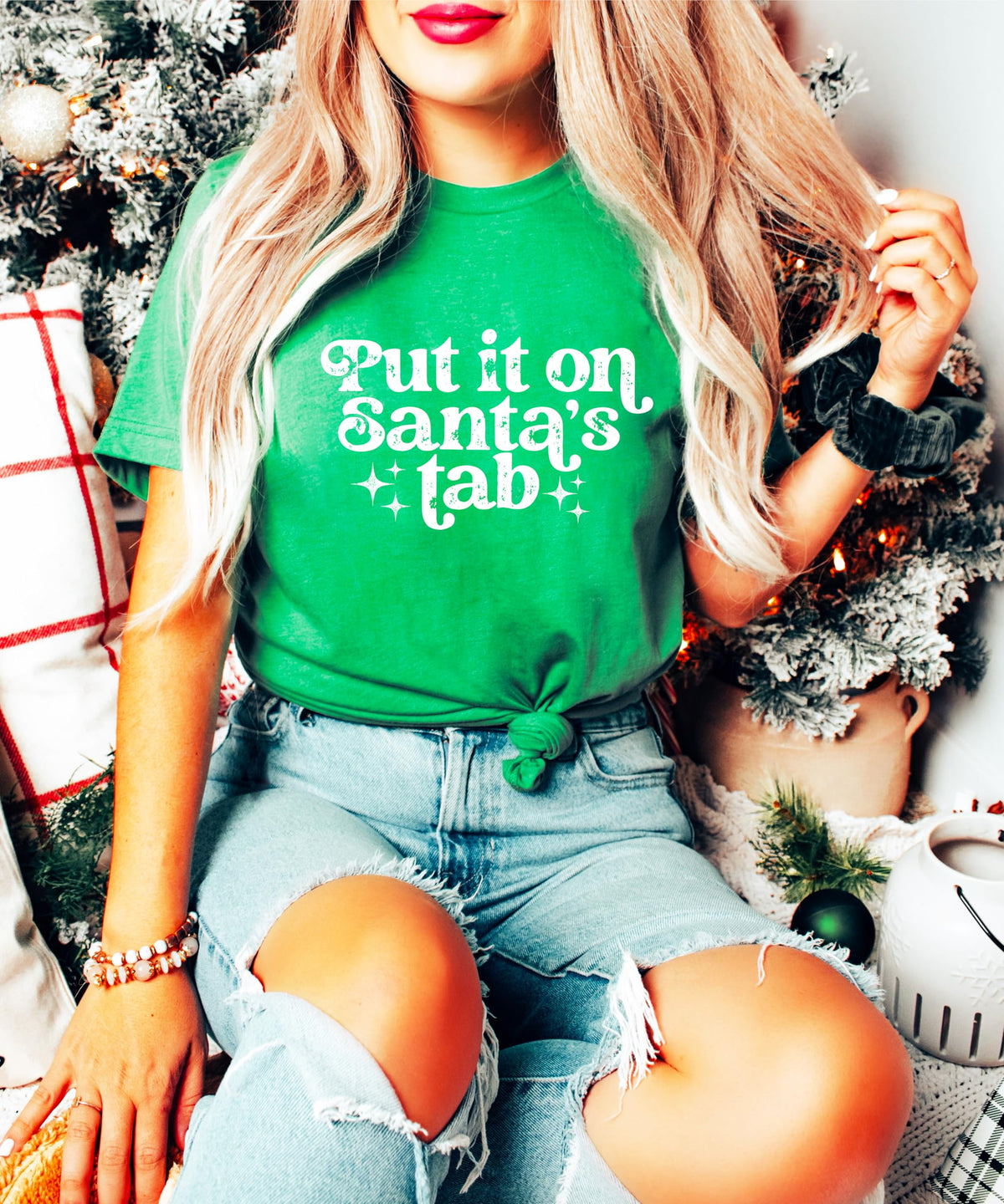 Put It On Santas Tab Funny Christmas Shirt for Women