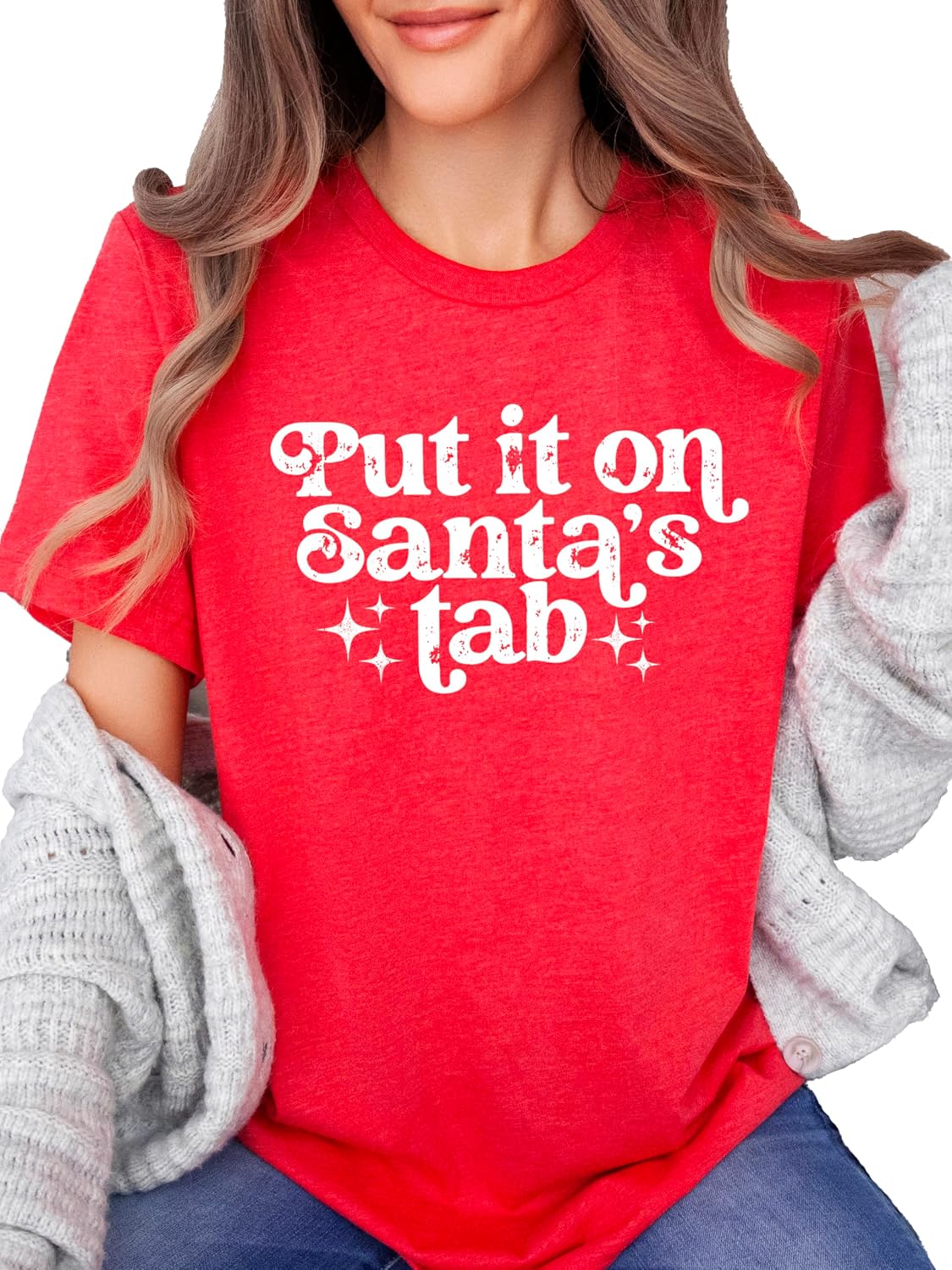 Put It On Santas Tab Funny Christmas Shirt for Women