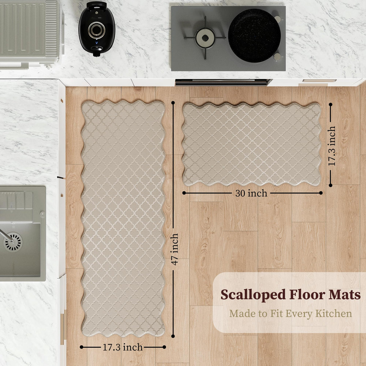 Arenarug Upgrade Scalloped Embossed Kitchen Mats