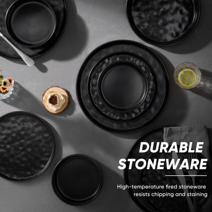 E-far Stoneware Dinnerware Set, 16-Piece Plates and Bowls Sets for 4