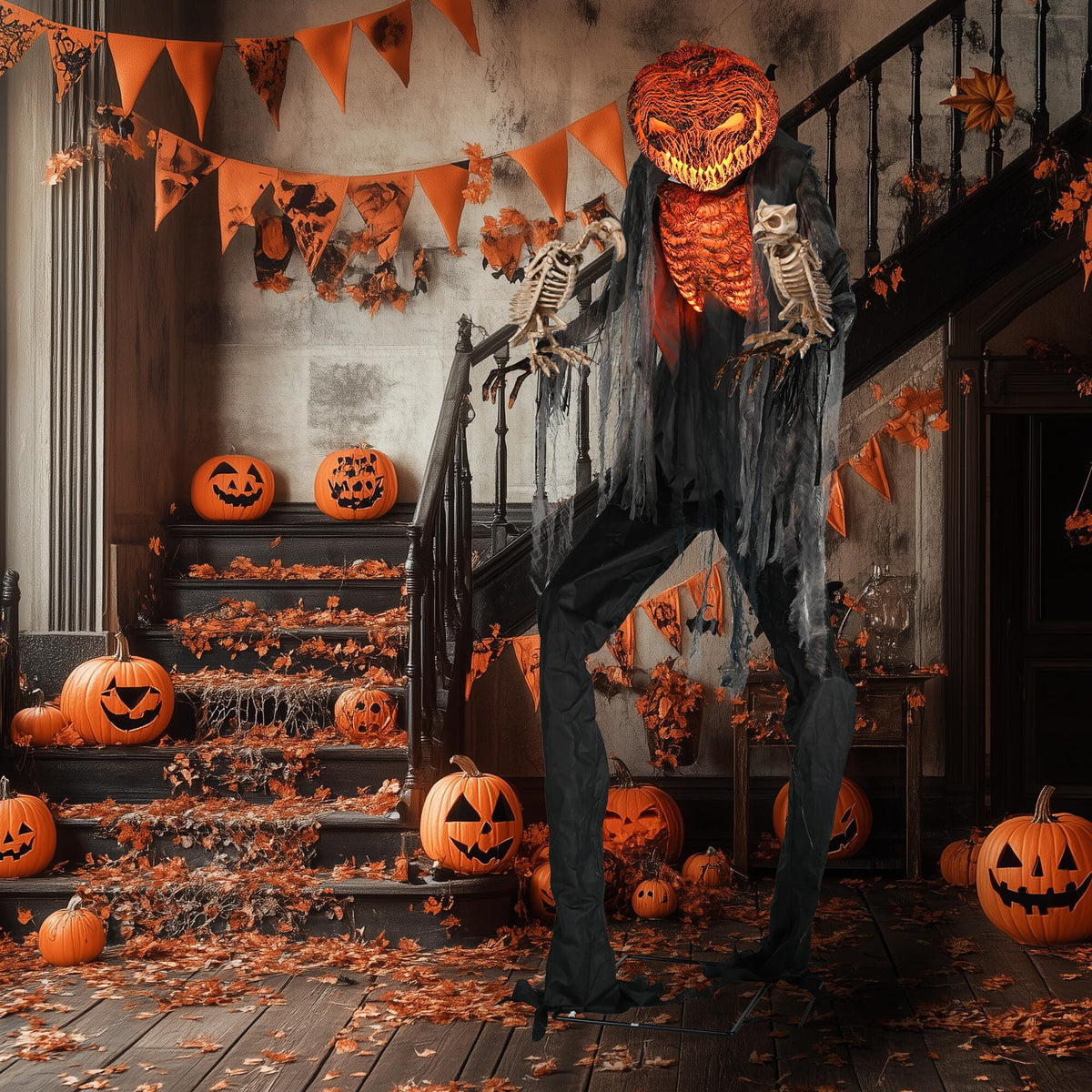 Aw 9Ft Animatronics Flying Witch Hovering Broom Animated Ac 100V-240V Halloween Outdoor Decoration Motion Activated