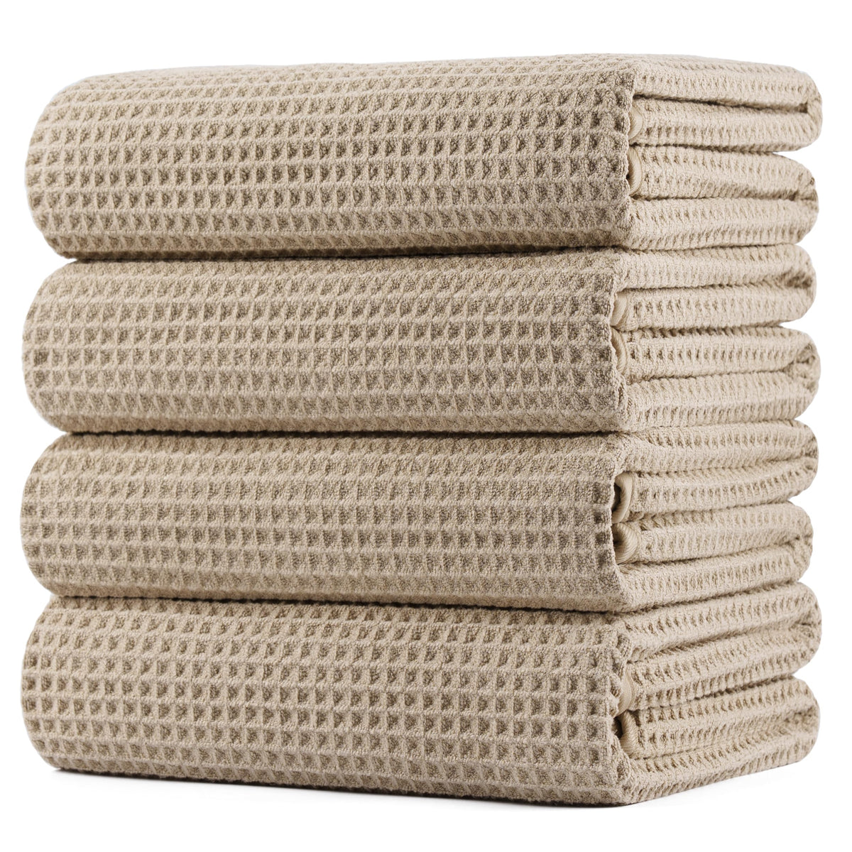 Polyte 430 Gsm Microfiber Oversize Quick Dry Lint Free Bath Towel, 60 X 30 in, 4 Pack (Waffle Weave)