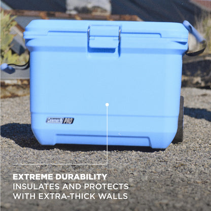 Coleman Pro Heavy-Duty 45qt Ultra-Light Premium Hard Cooler, Extra-Thick Insulation Keeps Ice Up to 4 Days, 74-Can Capacity