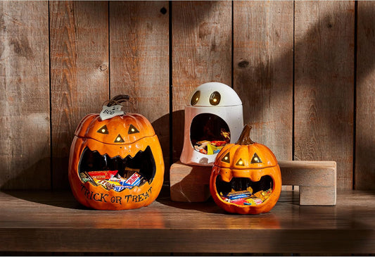 Mud Pie LED Sound Pumpkin Container; 9" X 8" Dia