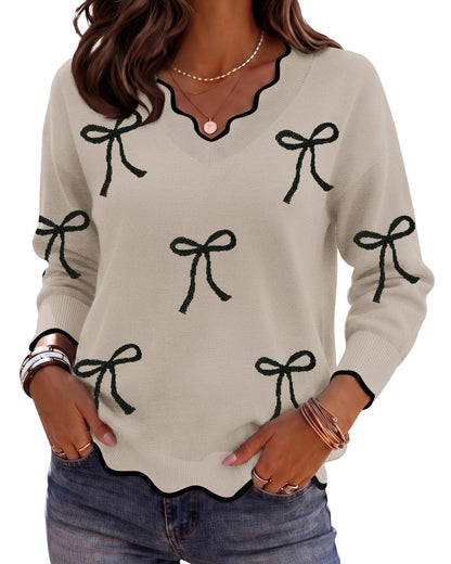 Zeagoo Women's 2026 Fall V Neck Sweater Long Sleeve Lightweight Knit Tops