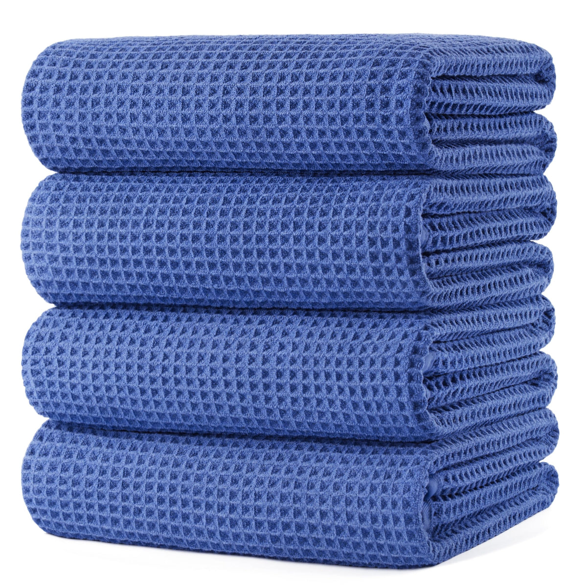 Polyte 430 Gsm Microfiber Oversize Quick Dry Lint Free Bath Towel, 60 X 30 in, 4 Pack (Waffle Weave)