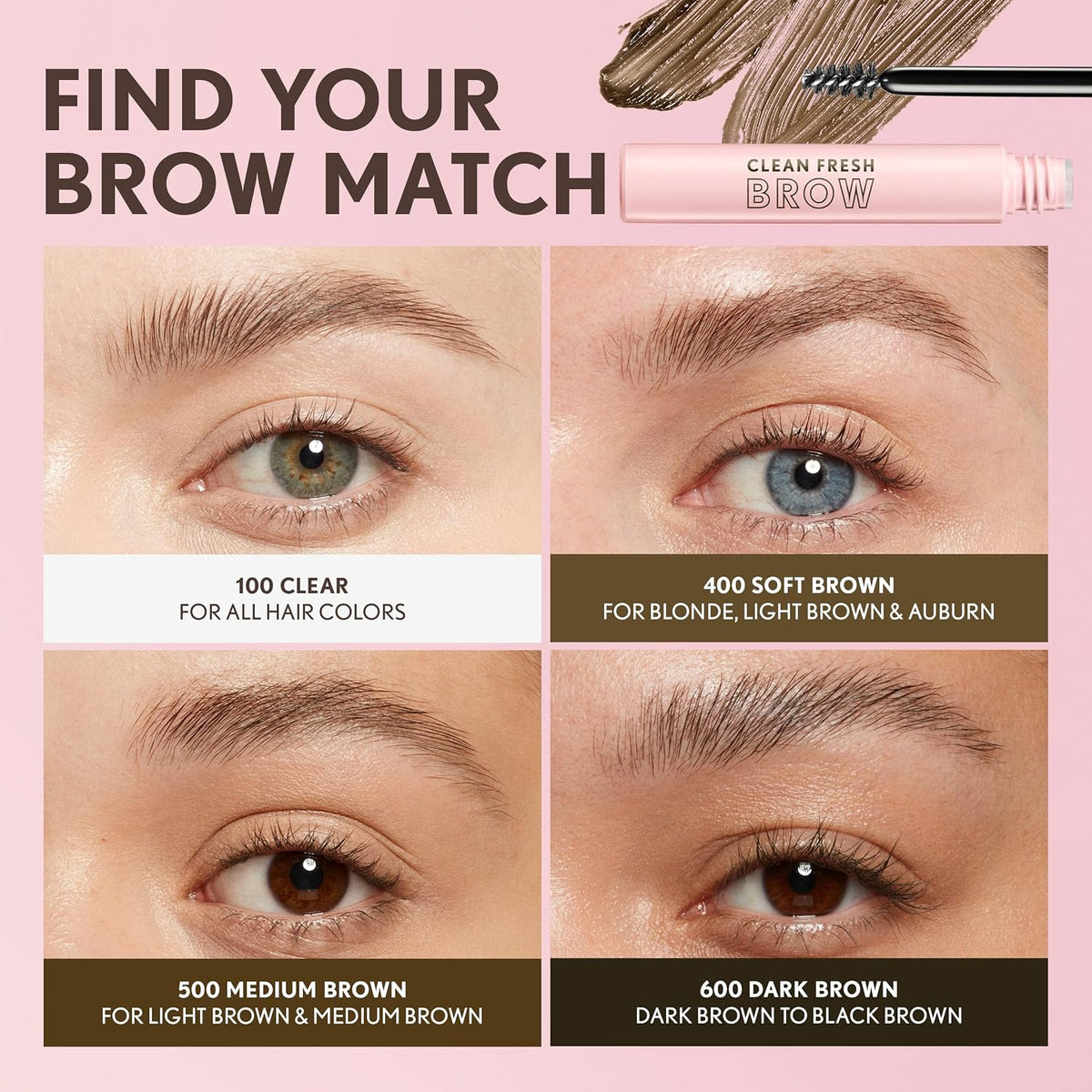 CoverGirl Clean Fresh Brow, 400 Soft Brown, Eyebrow Gel Wax, Long-Lasting, Vegan Formula, Natural Looking, Easy to Apply, Doesn't Smudge, 0.18oz