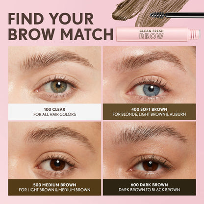CoverGirl Clean Fresh Brow, 400 Soft Brown, Eyebrow Gel Wax, Long-Lasting, Vegan Formula, Natural Looking, Easy to Apply, Doesn't Smudge, 0.18oz