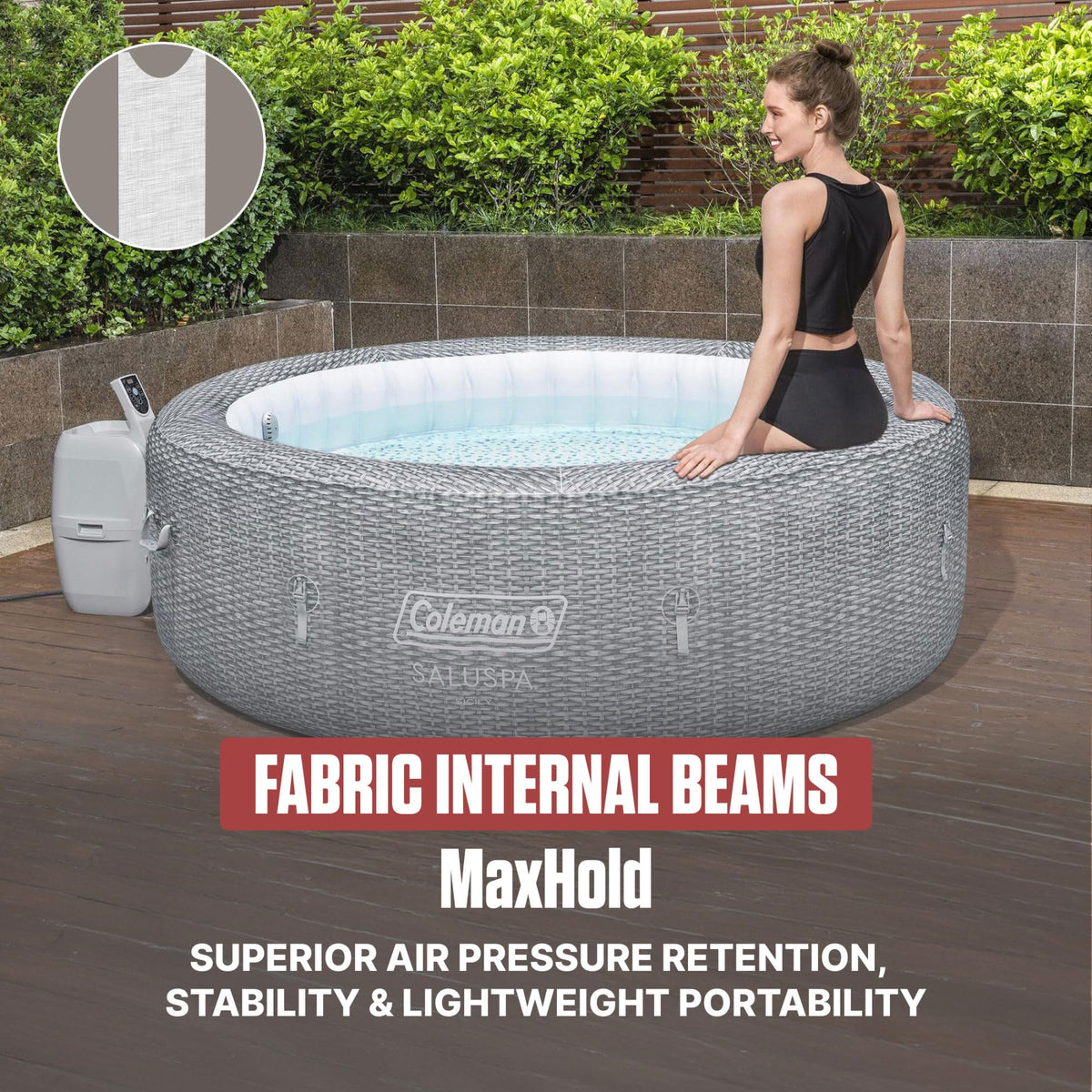 Coleman Sicily 5 to 7 Person Inflatable Hot Tub, Round Portable Outdoor Spa with 180 Airjets and Energysense Cover, Grey, 85" X 28"