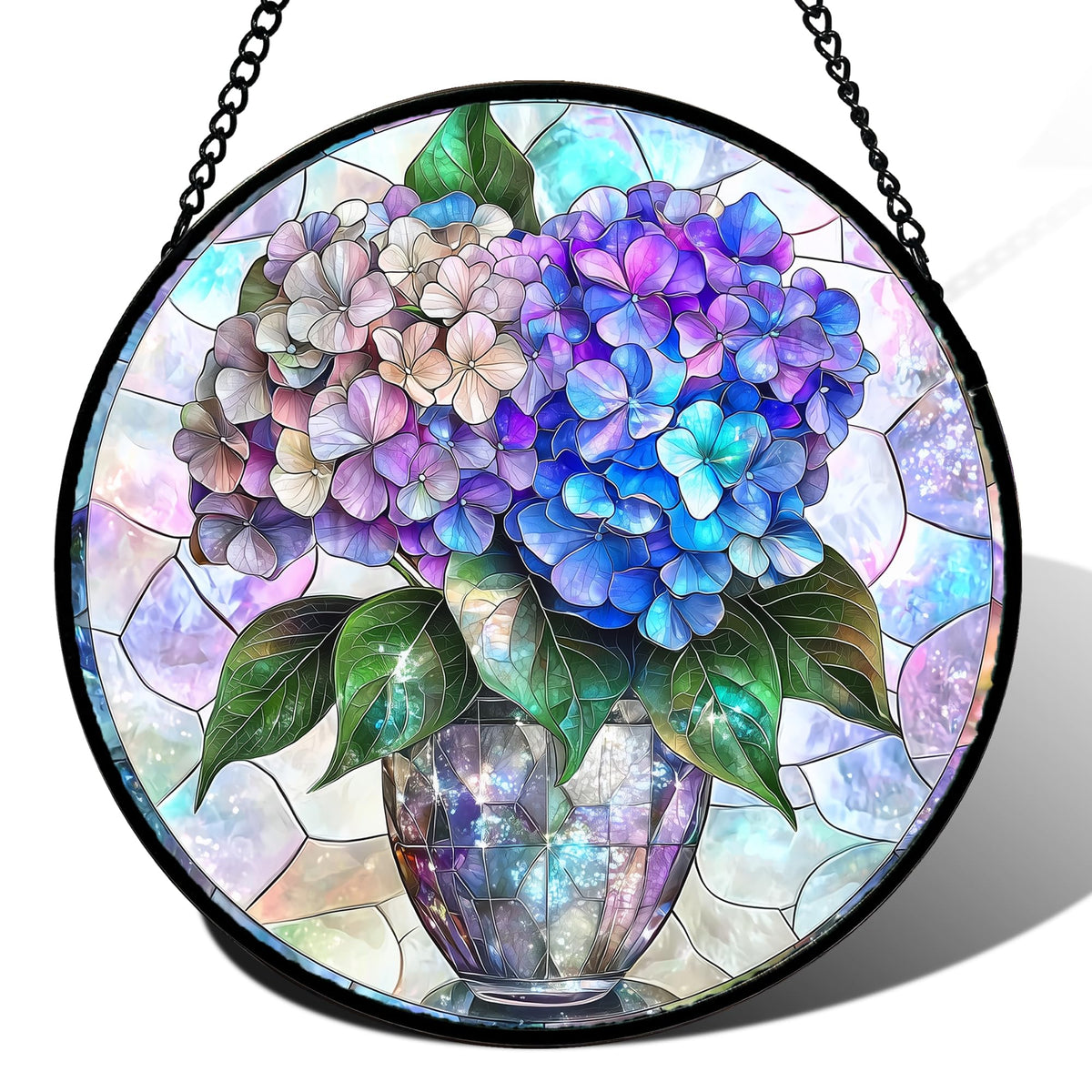 Stained Glass Window Hanging - Golden Christmas Tree Suncatcher for Doors Home Christmas Decoration Winter Sun Catcher Thanksgiving New Year Birthday Gifts for Women Men Mom Nana Girl 7.8 In