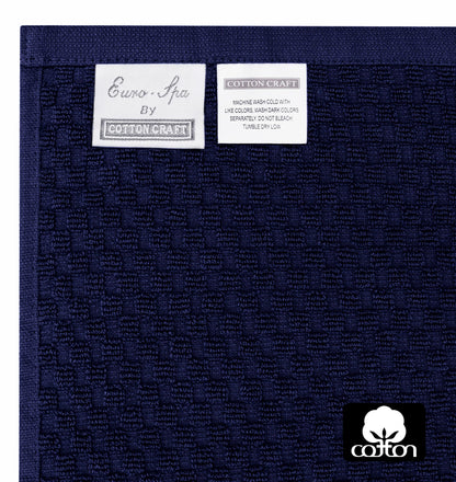 Cotton Craft- Euro Spa Set of 4 Luxury Waffle Weave Bath Towels, Oversized Pure Ringspun Cotton, 30 Inch X 56 Inch, White