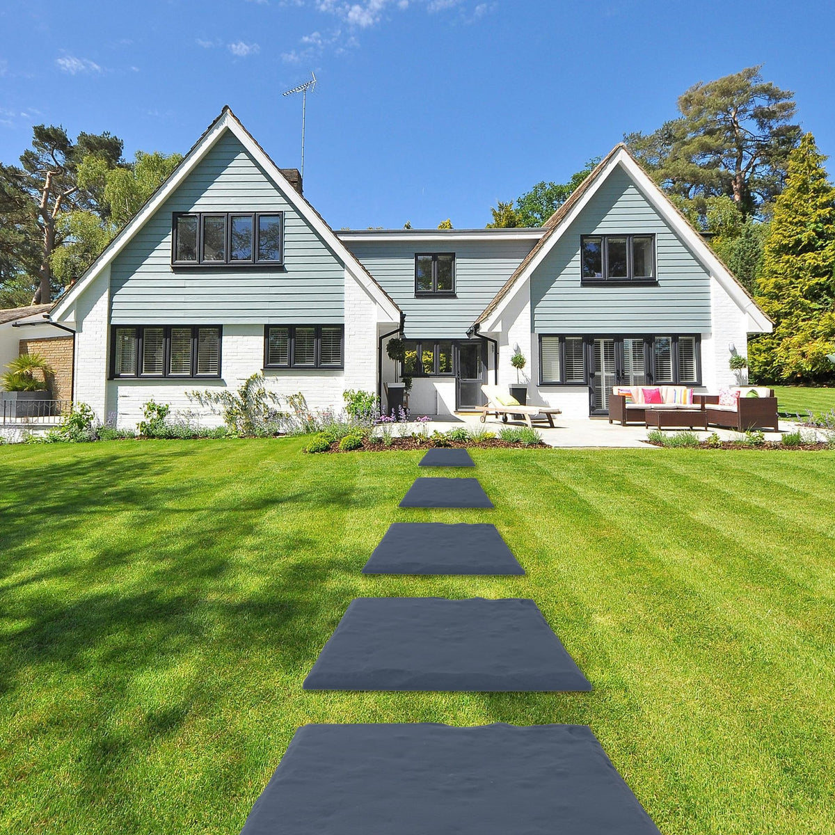 4Pcs Large Stepping Stones Outdoor Garden Walkway, Durable Plastic Pavers