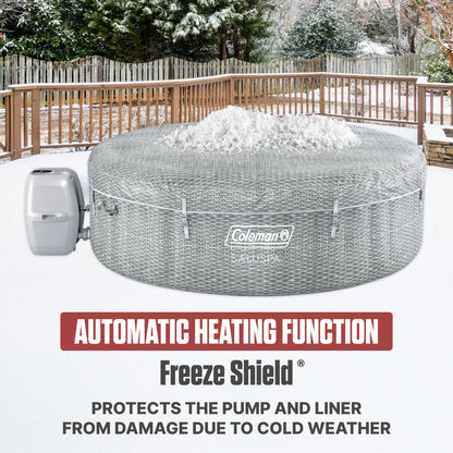 Coleman Sicily 5 to 7 Person Inflatable Hot Tub, Round Portable Outdoor Spa with 180 Airjets and Energysense Cover, Grey, 85" X 28"