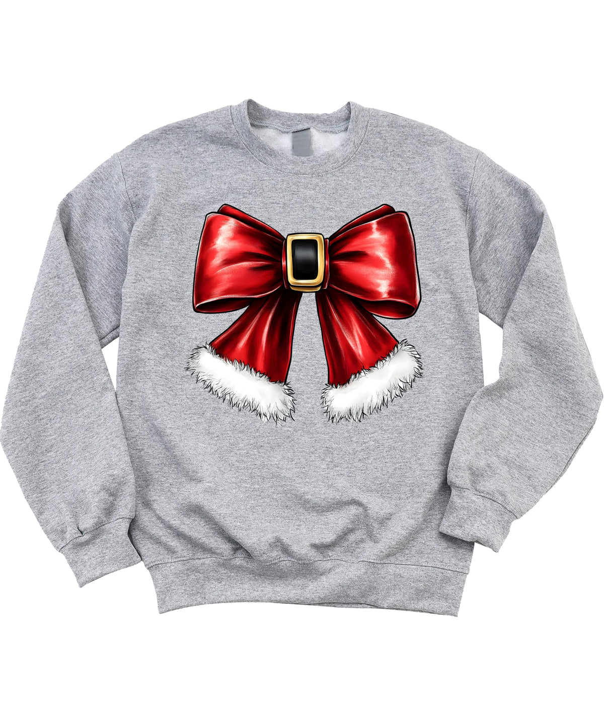Olive Loves Apple Red Santa Bow Sweatshirt for Women Teens and Kids Christmas Holiday Pullover