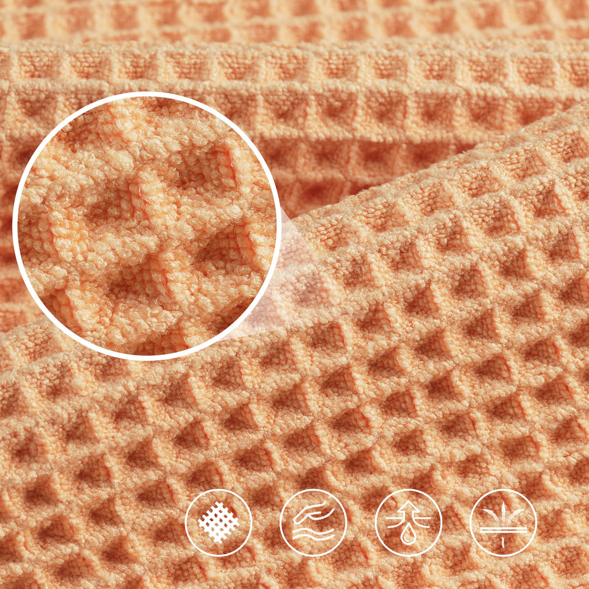 Polyte 430 Gsm Microfiber Oversize Quick Dry Lint Free Bath Towel, 60 X 30 in, 4 Pack (Waffle Weave)