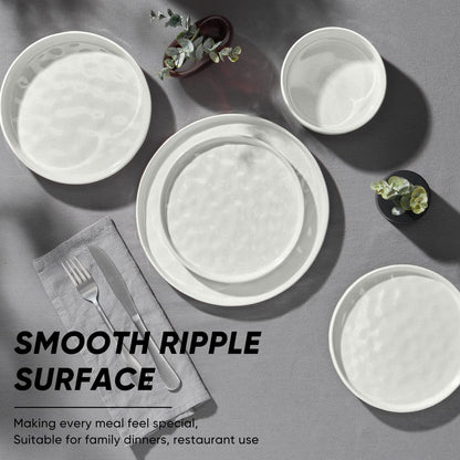 E-far Stoneware Dinnerware Set, 16-Piece Plates and Bowls Sets for 4