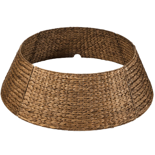 Best Choice Products 42in Christmas Tree Collar, Woven Hyacinth 4-Piece Holiday Rattan Tree Skirt Accessory for Home W/Cord Cut-Out - Chestnut