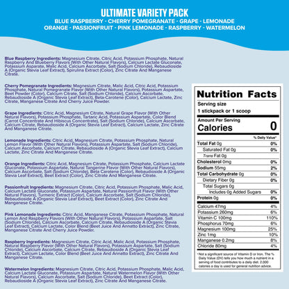 Ultima Replenisher Electrolyte Hydration Powder, Grape, 20 Count Stickpacks Pouch - Sugar Free, 0 Calories, 0 Carbs - Gluten-Free, Keto, Non-Gmo with Magnesium, Potassium