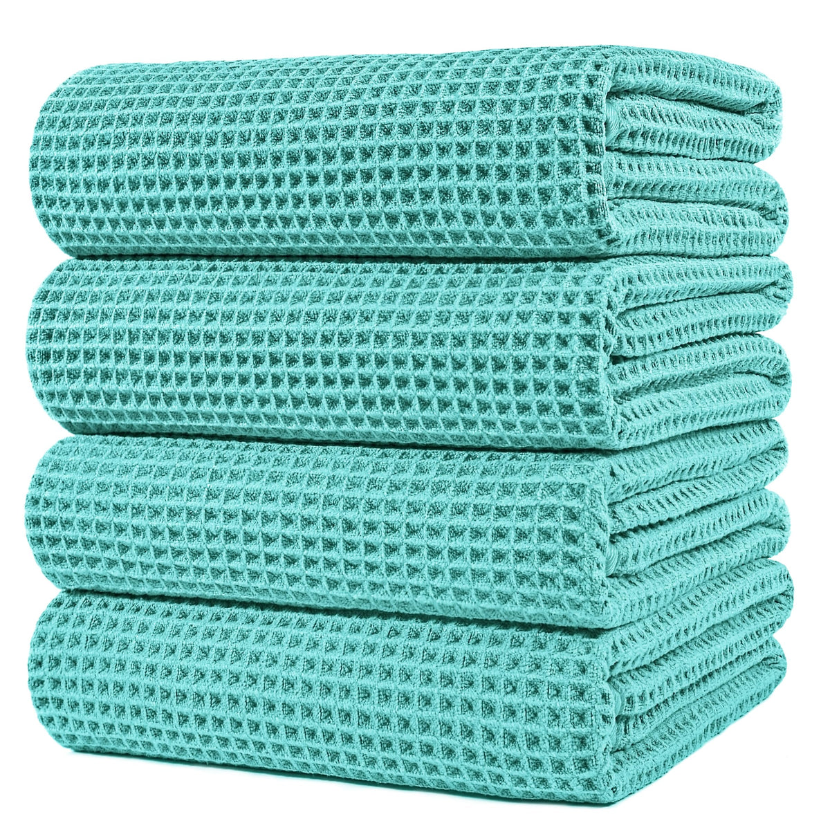 Polyte 430 Gsm Microfiber Oversize Quick Dry Lint Free Bath Towel, 60 X 30 in, 4 Pack (Waffle Weave)
