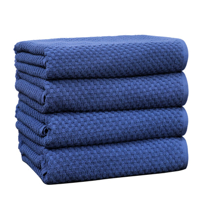 Cotton Craft- Euro Spa Set of 4 Luxury Waffle Weave Bath Towels, Oversized Pure Ringspun Cotton, 30 Inch X 56 Inch, White